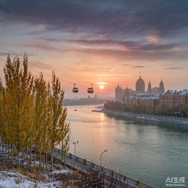 哈尔滨秋日江景