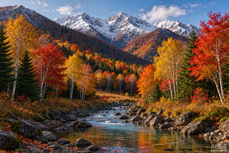 吉林长白山秋色五花山　<b>AI生成示意图</b>