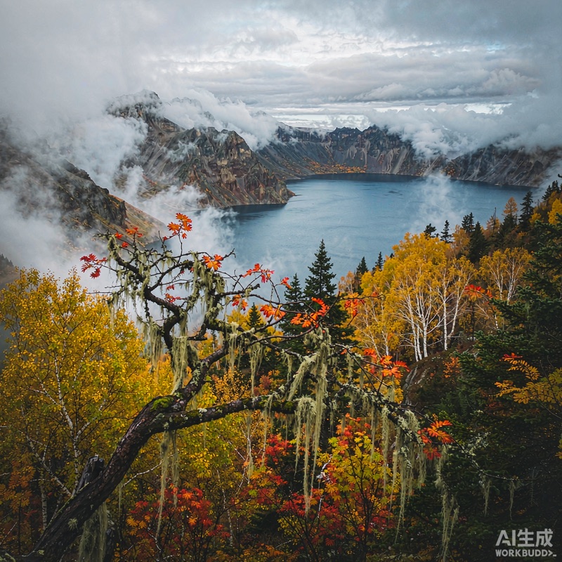 吉林长白山初雪秋色