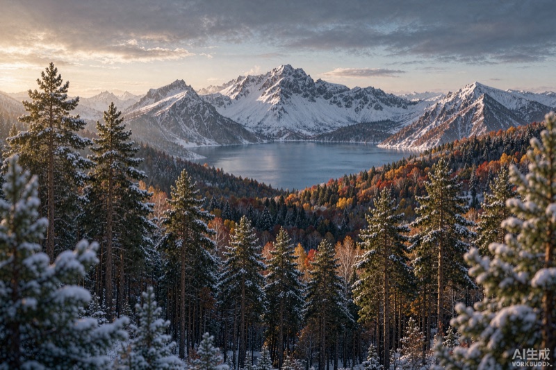 长白山初雪五花山