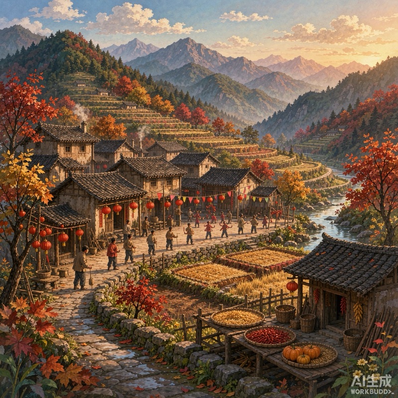 华山与少华山秋日红叶